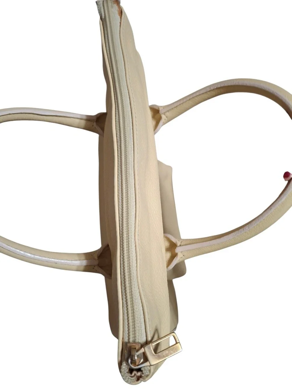 Lancel Cream pebbled leather tote bag Vintage Luxury